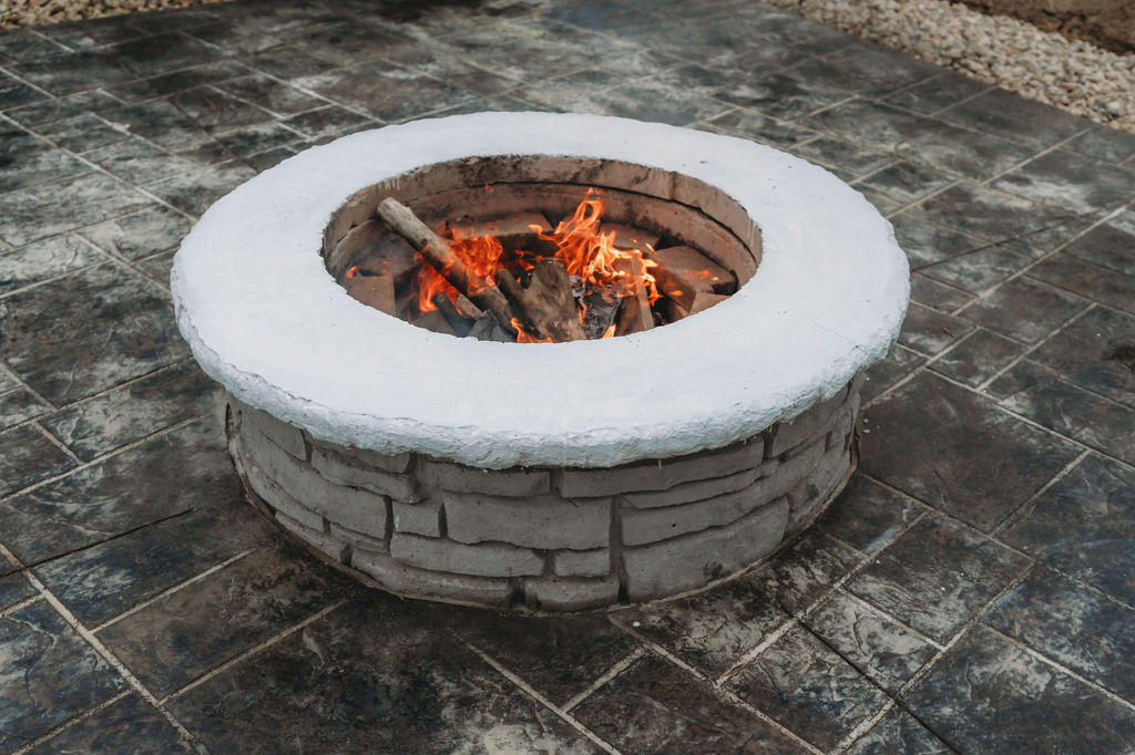 close up of concrete firepit